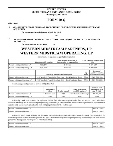 Thumbnail Western Midstream
 Quarterly Report 2026-q1