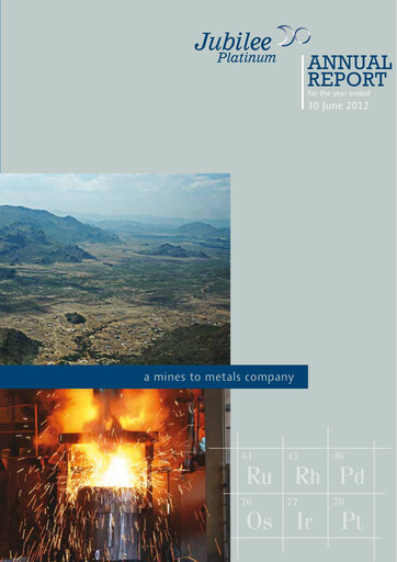Thumbnail Jubilee Metals Group Annual Report fy2012