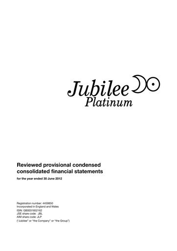 Thumbnail Jubilee Metals Group Financial Report fy2012