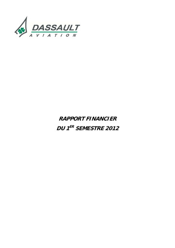 Vorschaubild Dassault Aviation Halbjahresbericht 2012-h1