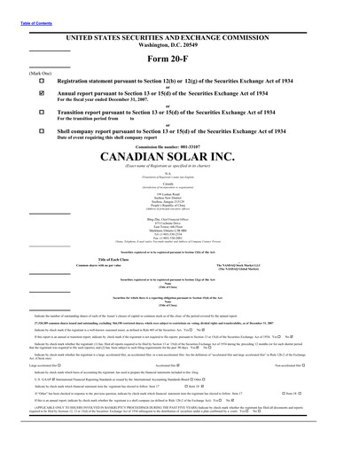Miniature Canadian Solar
 Rapport annuel 2007