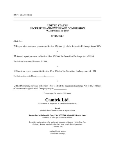 Thumbnail Camtek Annual Report 2006
