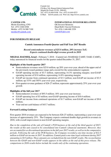 Thumbnail Camtek Quarterly Report 2017-q4