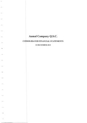 Thumbnail Aamal Company Financial Statement 2013