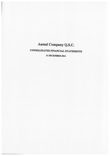 Thumbnail Aamal Company Financial Statement 2014