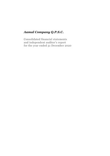 Thumbnail Aamal Company Financial Statement 2020