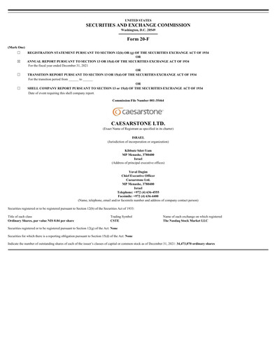 Thumbnail Caesarstone
 Annual Report 2021