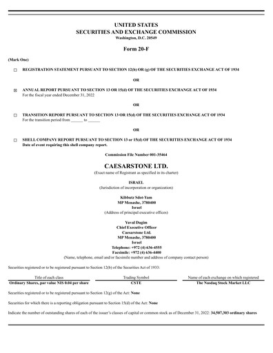 Thumbnail Caesarstone
 Annual Report 2022