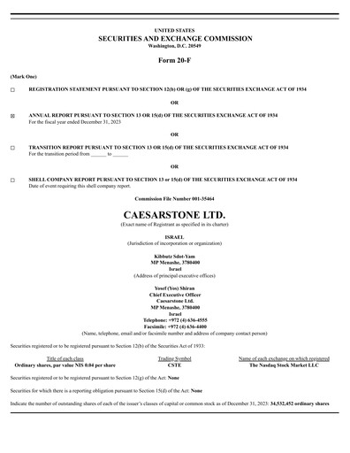Thumbnail Caesarstone
 Annual Report 2023