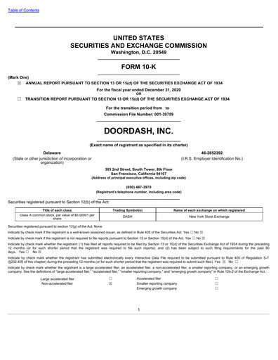 Thumbnail DoorDash Annual Report 2020