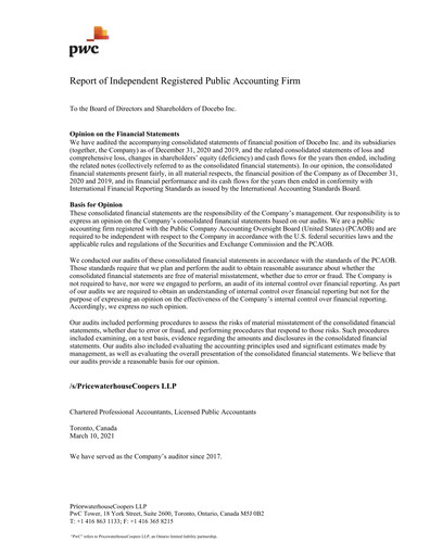 Thumbnail Docebo Financial Statement 2020