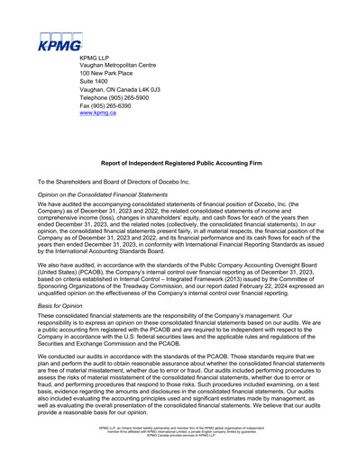 Thumbnail Docebo Financial Statement 2023