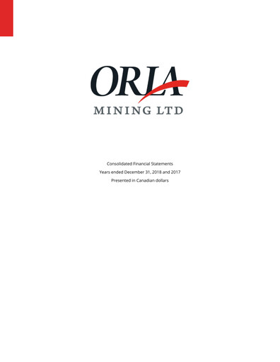 Miniature Orla Mining Bilan financier 2018