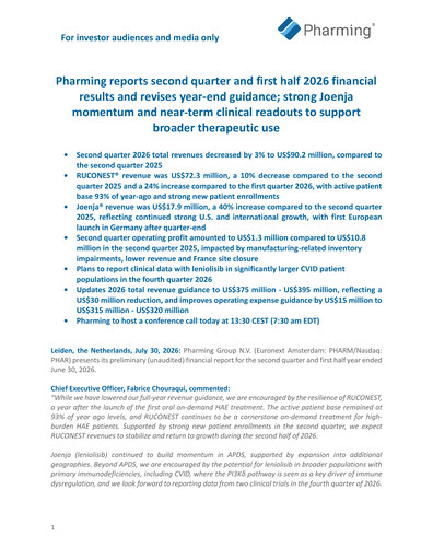 Thumbnail Pharming Group Half-year Report 2026-h1