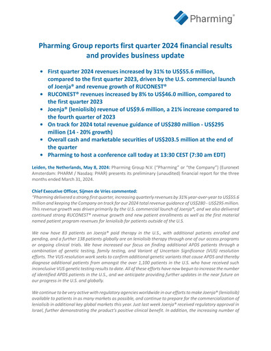 Thumbnail Pharming Group Quarterly Report 2024-q1