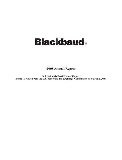 Miniature Blackbaud Rapport annuel 2008