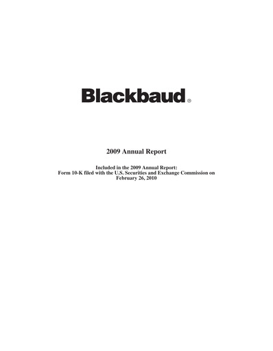 Miniature Blackbaud Rapport annuel 2009