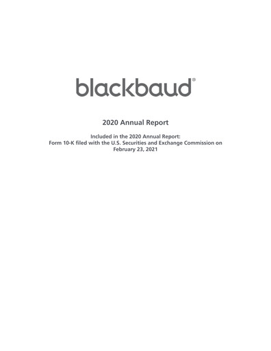 Miniature Blackbaud Rapport annuel 2020