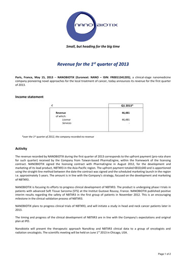 Thumbnail Nanobiotix Quarterly Report 2013-q1