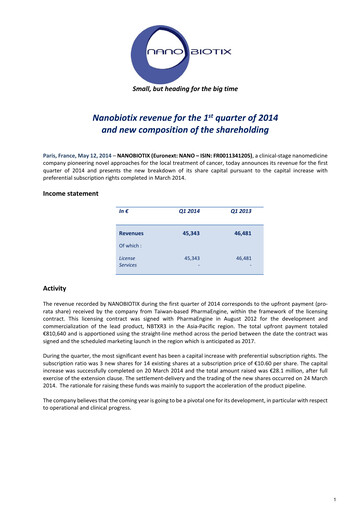 Thumbnail Nanobiotix Quarterly Report 2014-q1