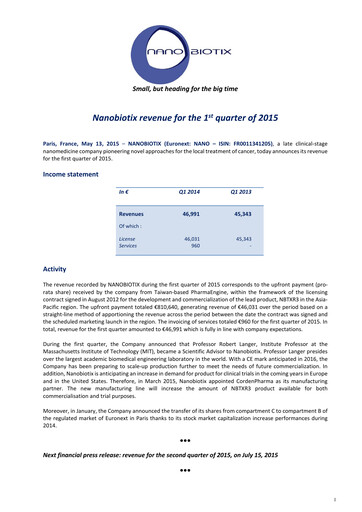 Thumbnail Nanobiotix Quarterly Report 2015-q1