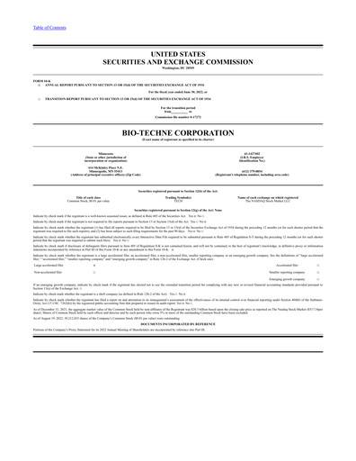 Thumbnail Bio-Techne Annual Report 2022