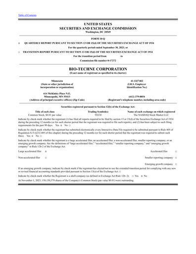 Thumbnail Bio-Techne Quarterly Report 2024-q1