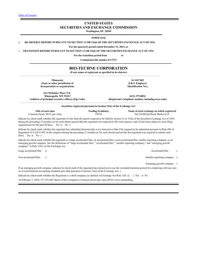 Thumbnail Bio-Techne Quarterly Report 2024-q2