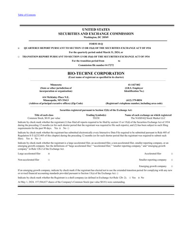 Thumbnail Bio-Techne Quarterly Report 2024-q3