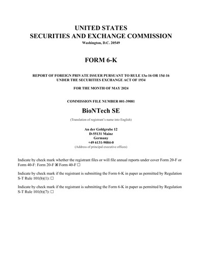 Miniature BioNTech Rapport trimestriel 2024-q1