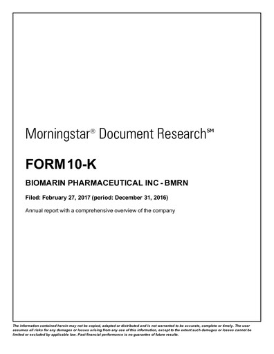 Thumbnail BioMarin Pharmaceutical Annual Report 2016