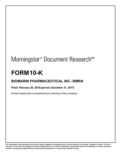 Thumbnail BioMarin Pharmaceutical Annual Report 2017