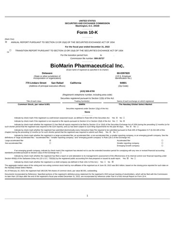 Thumbnail BioMarin Pharmaceutical Annual Report 2022