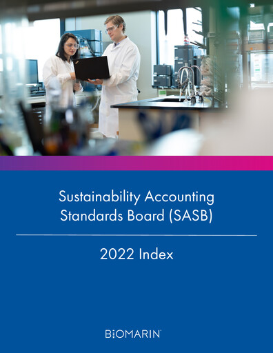 Miniature BioMarin Pharmaceutical Rapport ESG 2022