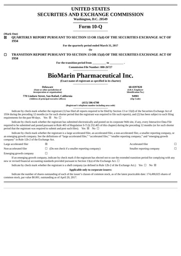 Thumbnail BioMarin Pharmaceutical Quarterly Report 2017-q1