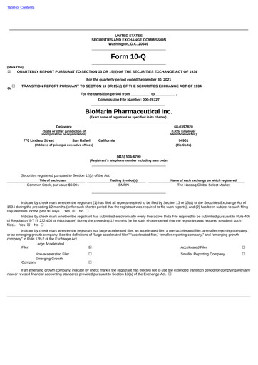 Thumbnail BioMarin Pharmaceutical Quarterly Report 2021-q3