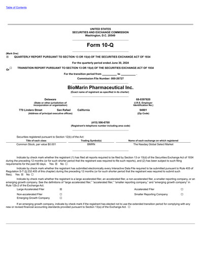 Thumbnail BioMarin Pharmaceutical Quarterly Report 2024-q2