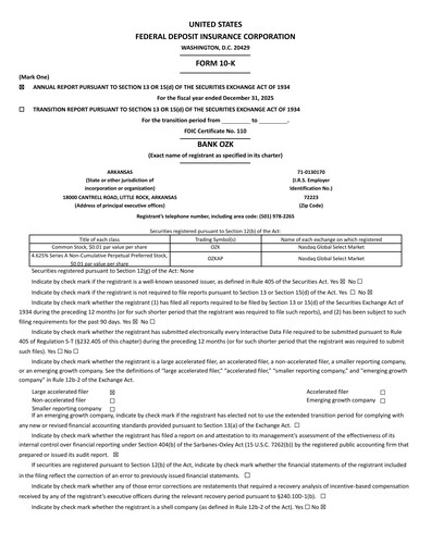 Thumbnail Bank OZK
 Financial Report 2025