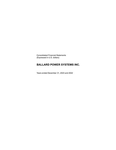 Thumbnail Ballard Power Systems
 Financial Statement 2023