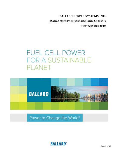 Thumbnail Ballard Power Systems
 Quarterly Report 2019-q1