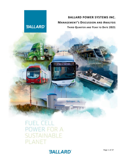 Thumbnail Ballard Power Systems
 Quarterly Report 2021-q3