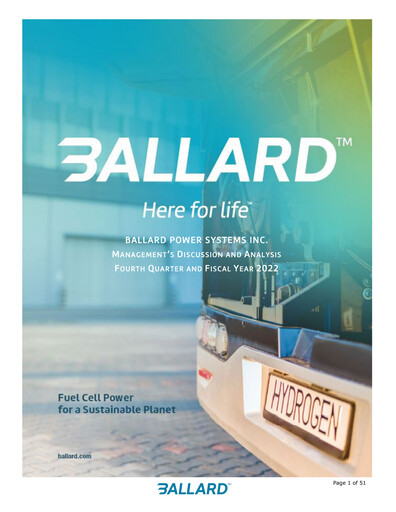 Thumbnail Ballard Power Systems
 Quarterly Report 2022-q4