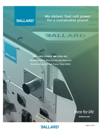 Thumbnail Ballard Power Systems
 Quarterly Report 2023-q4