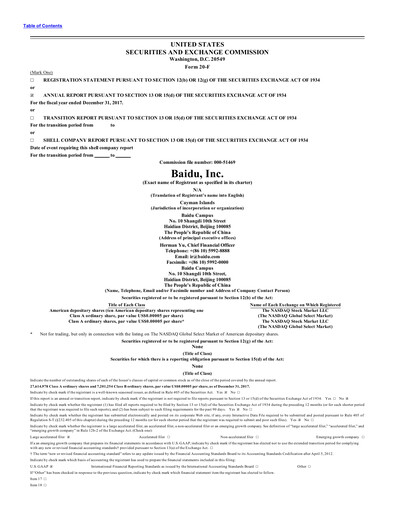 Thumbnail Baidu Annual Report 2017