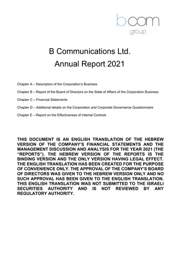 Thumbnail B Communications
 Annual Report 2021