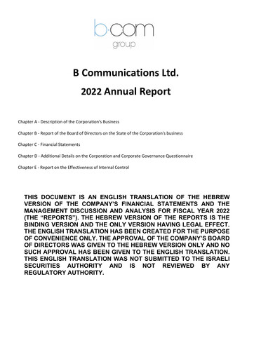 Thumbnail B Communications
 Annual Report 2022