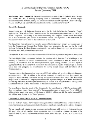 Thumbnail B Communications
 Financial Statement 2019-q2