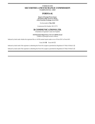 Thumbnail B Communications
 Quarterly Report 2020-q1