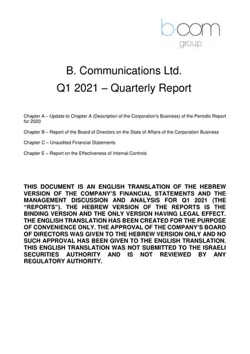 Thumbnail B Communications
 Quarterly Report 2021-q1
