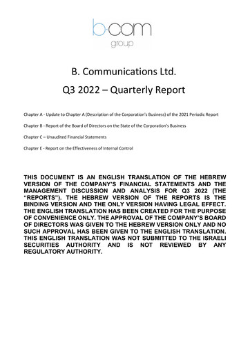 Thumbnail B Communications
 Quarterly Report 2022-q3